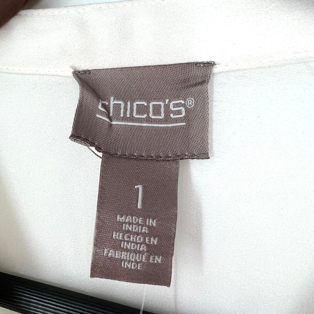 NEW NWT Chicos Embroidered White Long Sleeve Blouse Shirt Top Slightly Sheer - Picture 2 of 11